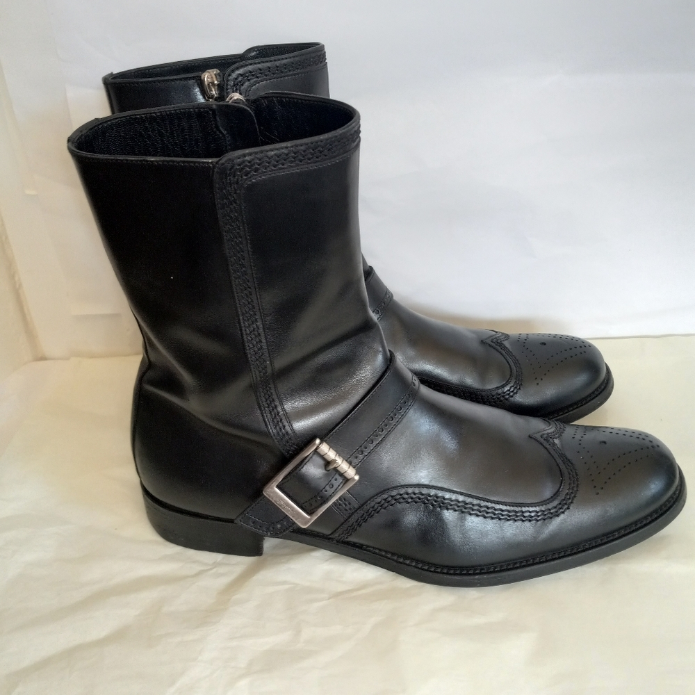 Ferragamo Gancini biker wingtip Boots Size 11.5D